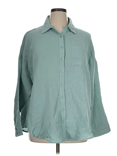 Pre-owned Torrid Long Sleeve Button Down Shirt In Teal