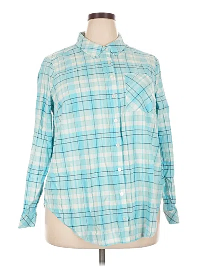 Pre-owned Torrid Long Sleeve Button Down Shirt In Teal