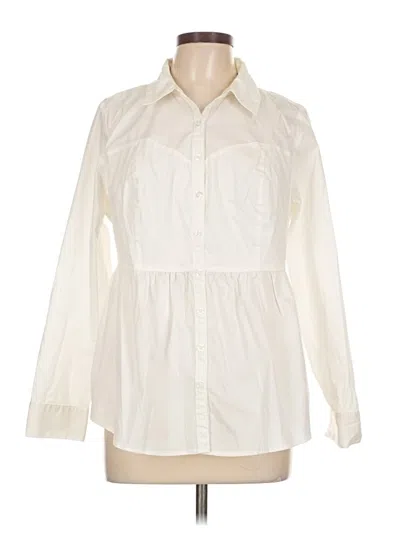Pre-owned Torrid Long Sleeve Button Down Shirt In White