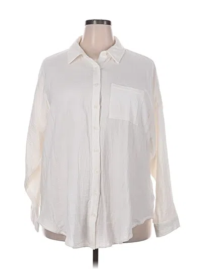 Torrid Long Sleeve Button Down Shirt In White