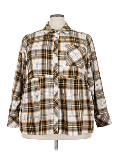 Pre-owned Torrid Long Sleeve Button Down Shirt In Yellow