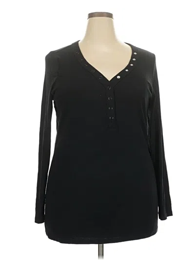 Pre-owned Torrid Long Sleeve Henley Shirt In Black