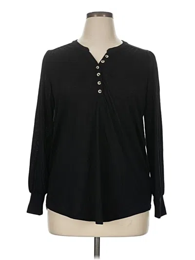 Pre-owned Torrid Long Sleeve Henley Shirt In Black
