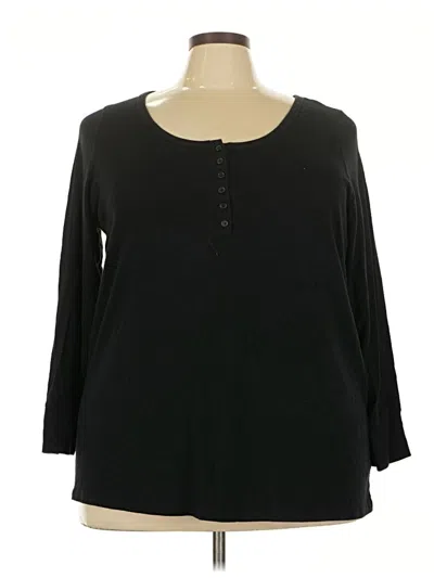 Pre-owned Torrid Long Sleeve Henley Shirt In Black
