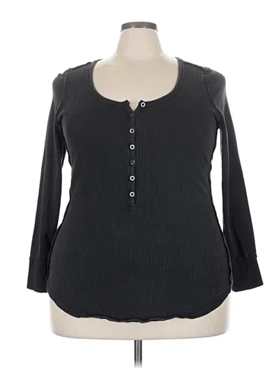 Pre-owned Torrid Long Sleeve Henley Shirt In Black