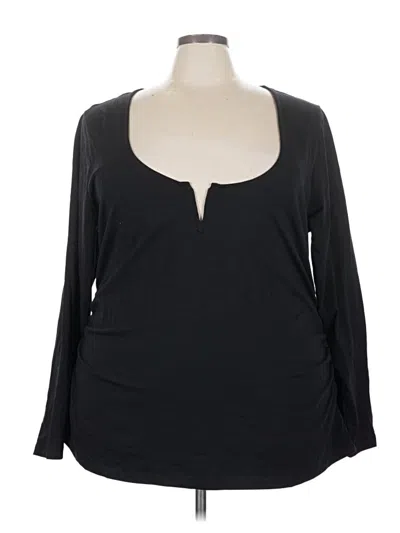 Pre-owned Torrid Long Sleeve Henley Shirt In Black
