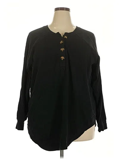 Pre-owned Torrid Long Sleeve Henley Shirt In Black