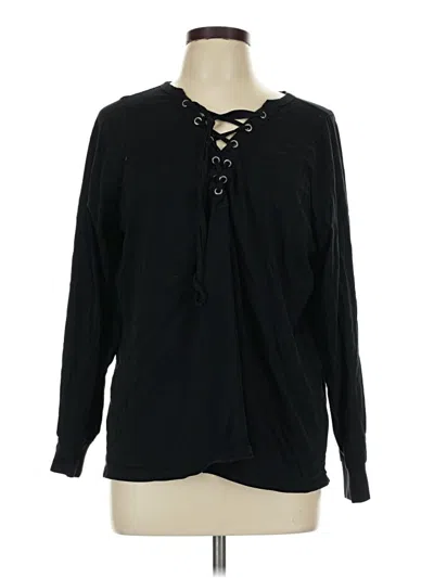 Pre-owned Torrid Long Sleeve Henley Shirt In Black