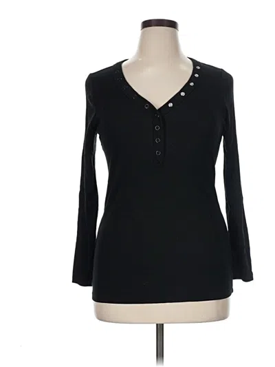 Pre-owned Torrid Long Sleeve Henley Shirt In Black