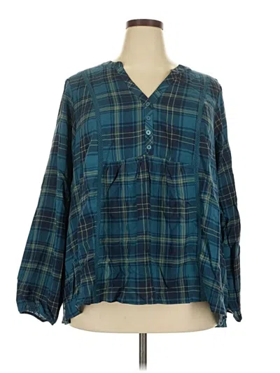 Pre-owned Torrid Long Sleeve Henley Shirt In Blue