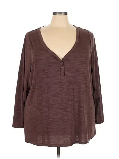 Pre-owned Torrid Long Sleeve Henley Shirt In Brown