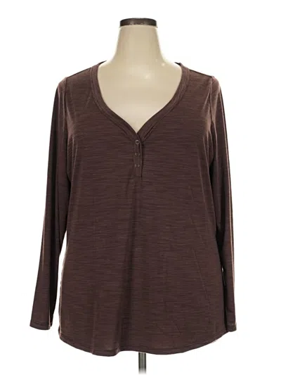 Pre-owned Torrid Long Sleeve Henley Shirt In Brown