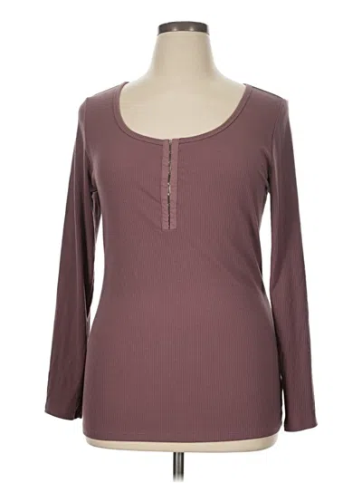 Pre-owned Torrid Long Sleeve Henley Shirt In Burgundy
