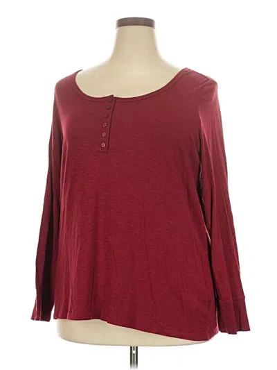 Pre-owned Torrid Long Sleeve Henley Shirt In Burgundy