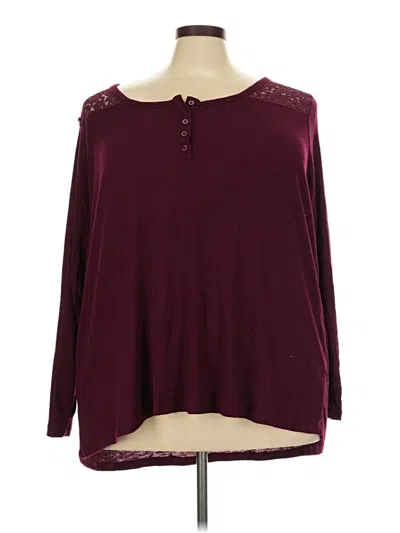 Pre-owned Torrid Long Sleeve Henley Shirt In Burgundy