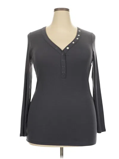 Torrid Long Sleeve Henley Shirt In Gray