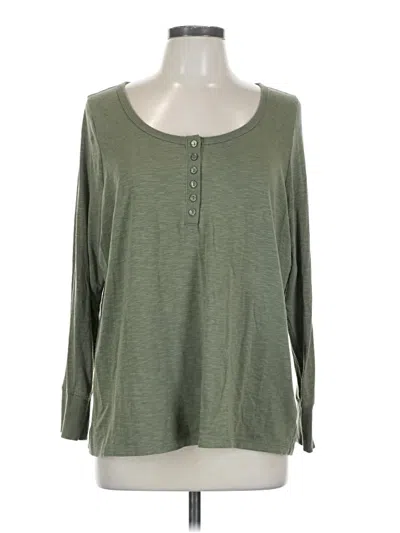 Pre-owned Torrid Long Sleeve Henley Shirt In Green