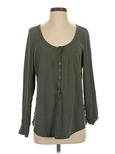 Pre-owned Torrid Long Sleeve Henley Shirt In Green