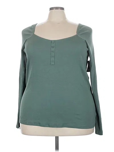 Pre-owned Torrid Long Sleeve Henley Shirt In Green