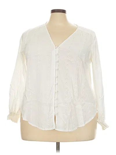 Pre-owned Torrid Long Sleeve Henley Shirt In Ivory