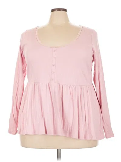 Pre-owned Torrid Long Sleeve Henley Shirt In Pink