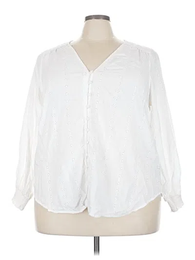 Pre-owned Torrid Long Sleeve Henley Shirt In White