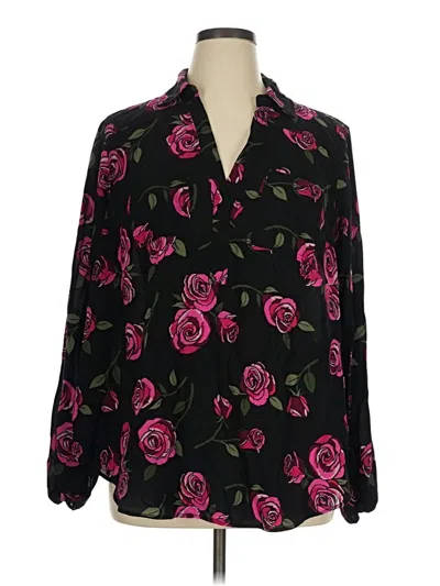 Pre-owned Torrid Long Sleeve Polo Shirt In Black