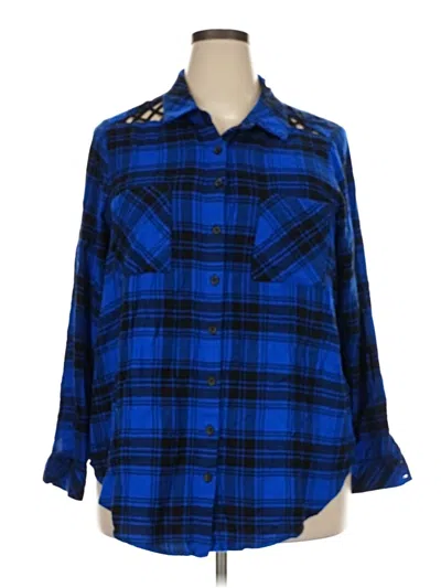 Pre-owned Torrid Long Sleeve Polo Shirt In Blue