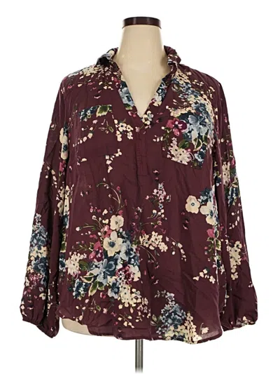 Pre-owned Torrid Long Sleeve Polo Shirt In Burgundy