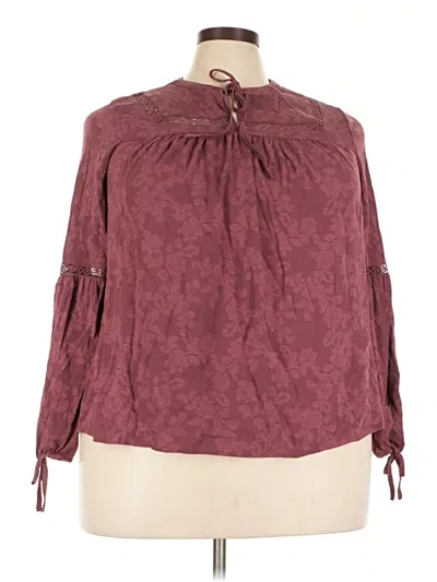 Pre-owned Torrid Long Sleeve Polo Shirt In Burgundy