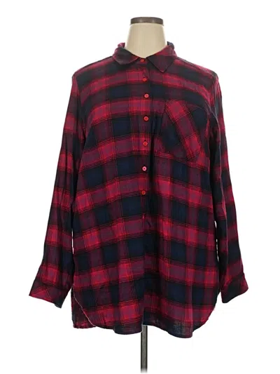 Pre-owned Torrid Long Sleeve Polo Shirt In Red