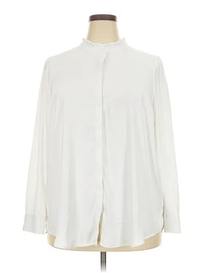 Pre-owned Torrid Long Sleeve Polo Shirt In White