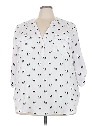 Pre-owned Torrid Long Sleeve Polo Shirt In White