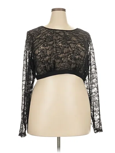 Pre-owned Torrid Long Sleeve Top Black Boatneck Tops