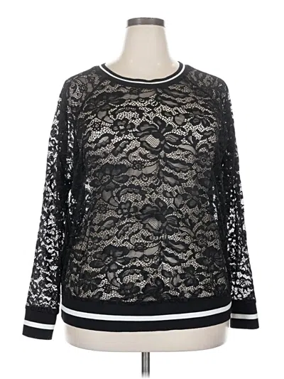 Pre-owned Torrid Long Sleeve Top Black Crew Neck Tops
