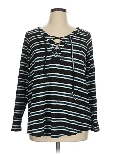 Pre-owned Torrid Long Sleeve Top Black Open Neckline Tops