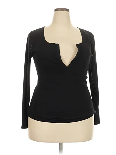 Pre-owned Torrid Long Sleeve Top Black Plunge Neckline Tops