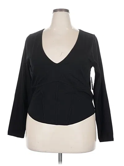 Torrid Long Sleeve Top Black Plunge Neckline Tops