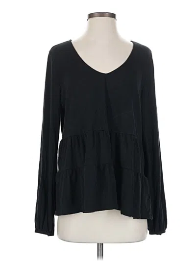 Pre-owned Torrid Long Sleeve Top Black Plunge Neckline Tops