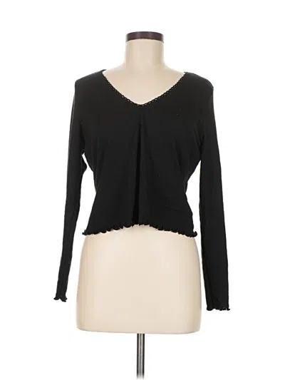 Pre-owned Torrid Long Sleeve Top Black Solid Pattern Sweetheart Neckline Tops