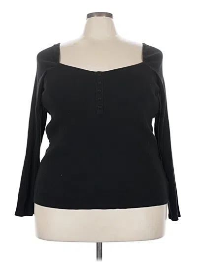 Pre-owned Torrid Long Sleeve Top Black Sweetheart Neckline Tops