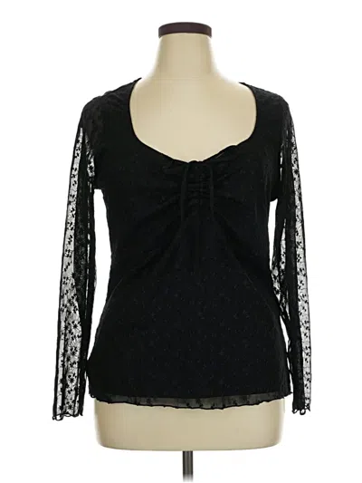 Pre-owned Torrid Long Sleeve Top Black Sweetheart Neckline Tops