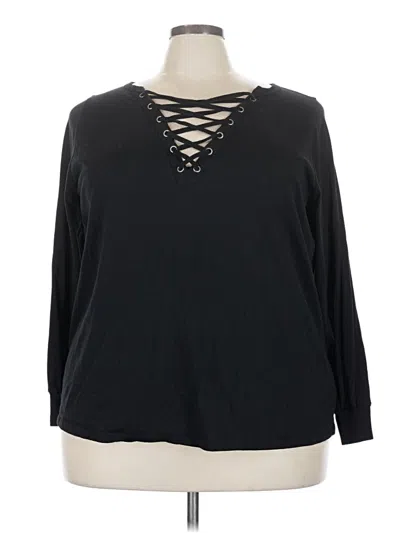 Pre-owned Torrid Long Sleeve Top Black V-neck Tops