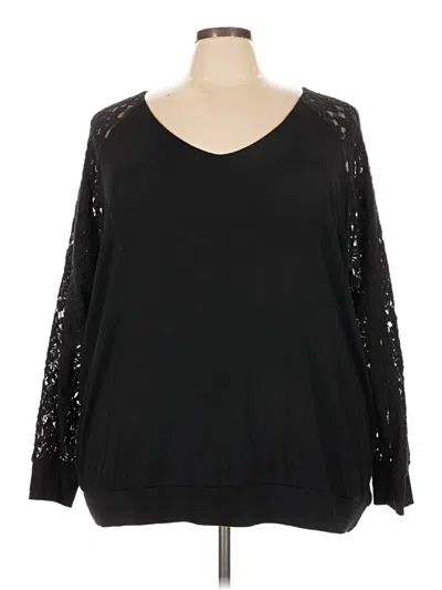 Pre-owned Torrid Long Sleeve Top Black V-neck Tops