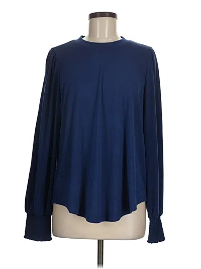 Torrid Long Sleeve Top Blue Crew Neck Tops