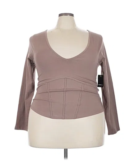 Torrid Long Sleeve Top Brown Plunge Neckline Tops