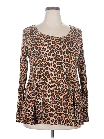 Pre-owned Torrid Long Sleeve Top Brown Scoop Neck Tops