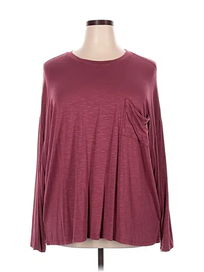 Pre-owned Torrid Long Sleeve Top Burgundy Crew Neck Tops