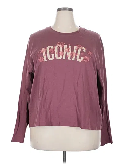 Pre-owned Torrid Long Sleeve Top Burgundy Crew Neck Tops