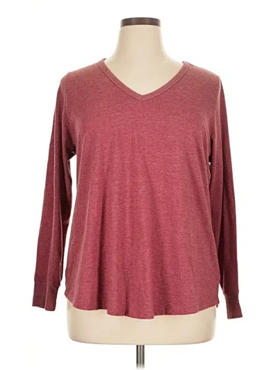 Pre-owned Torrid Long Sleeve Top Burgundy V Neck Tops
